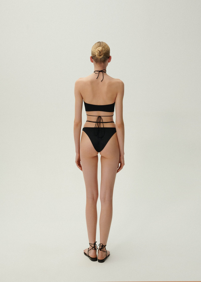 High waist pearl swim bottom in black 4