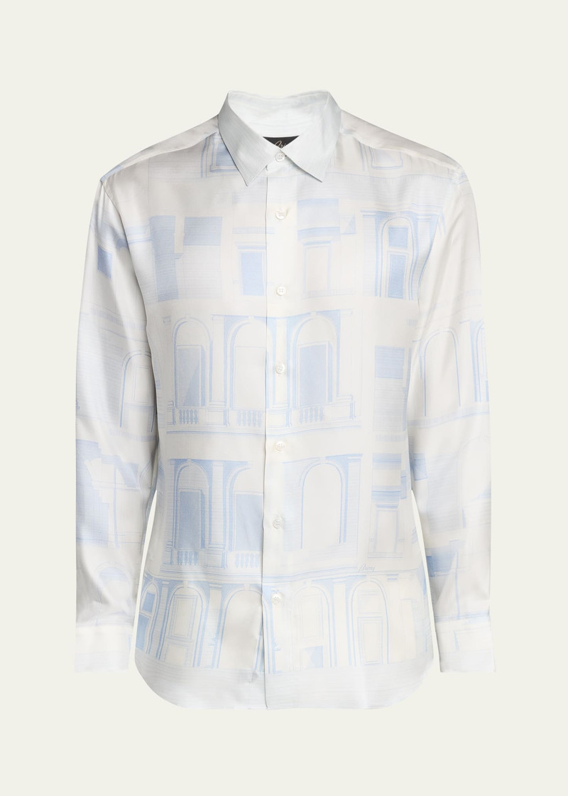 Men's Palace-Print Silk Dress Shirt 1