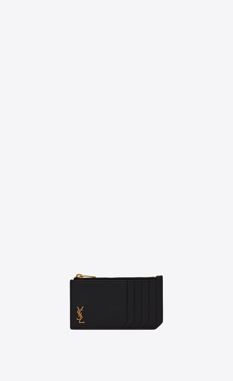 작은 cassandre 조각 zipped card case 에 곡물 가죽 1