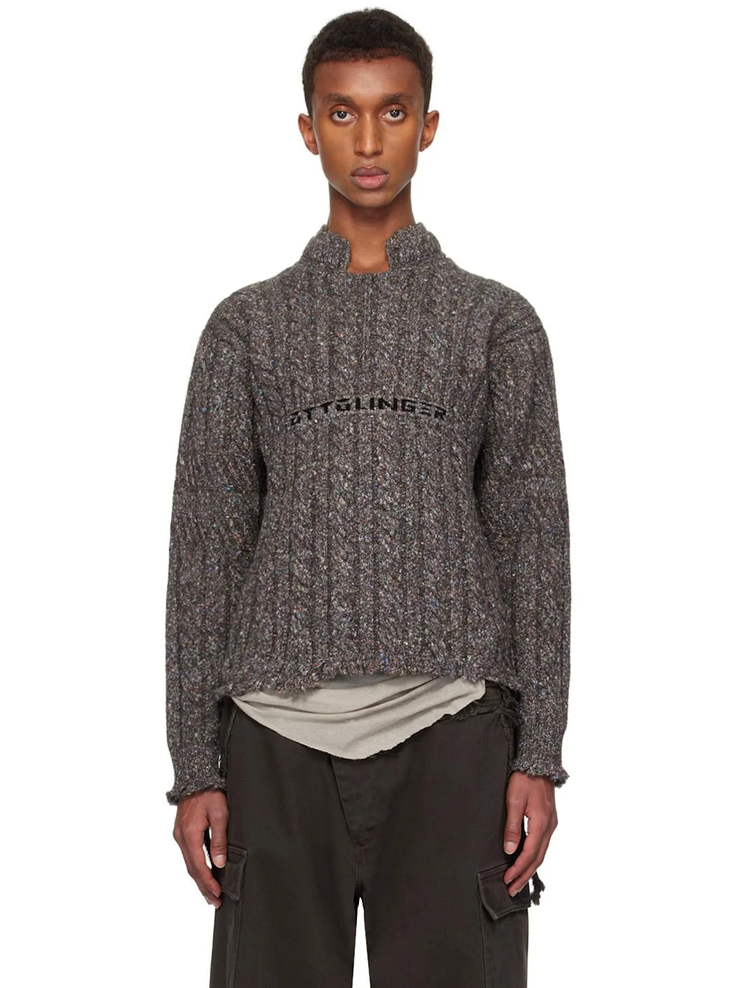 Brown Knit Chunky Sweater - 1