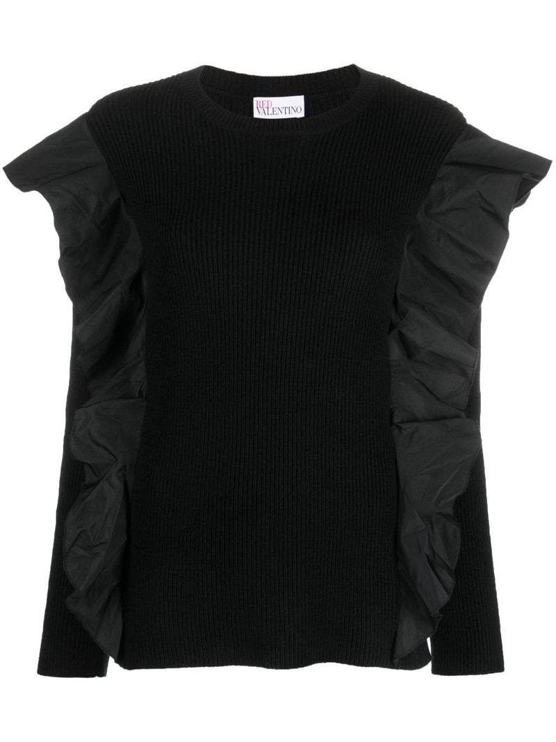 ruffle-detail ribbed-knit top 1