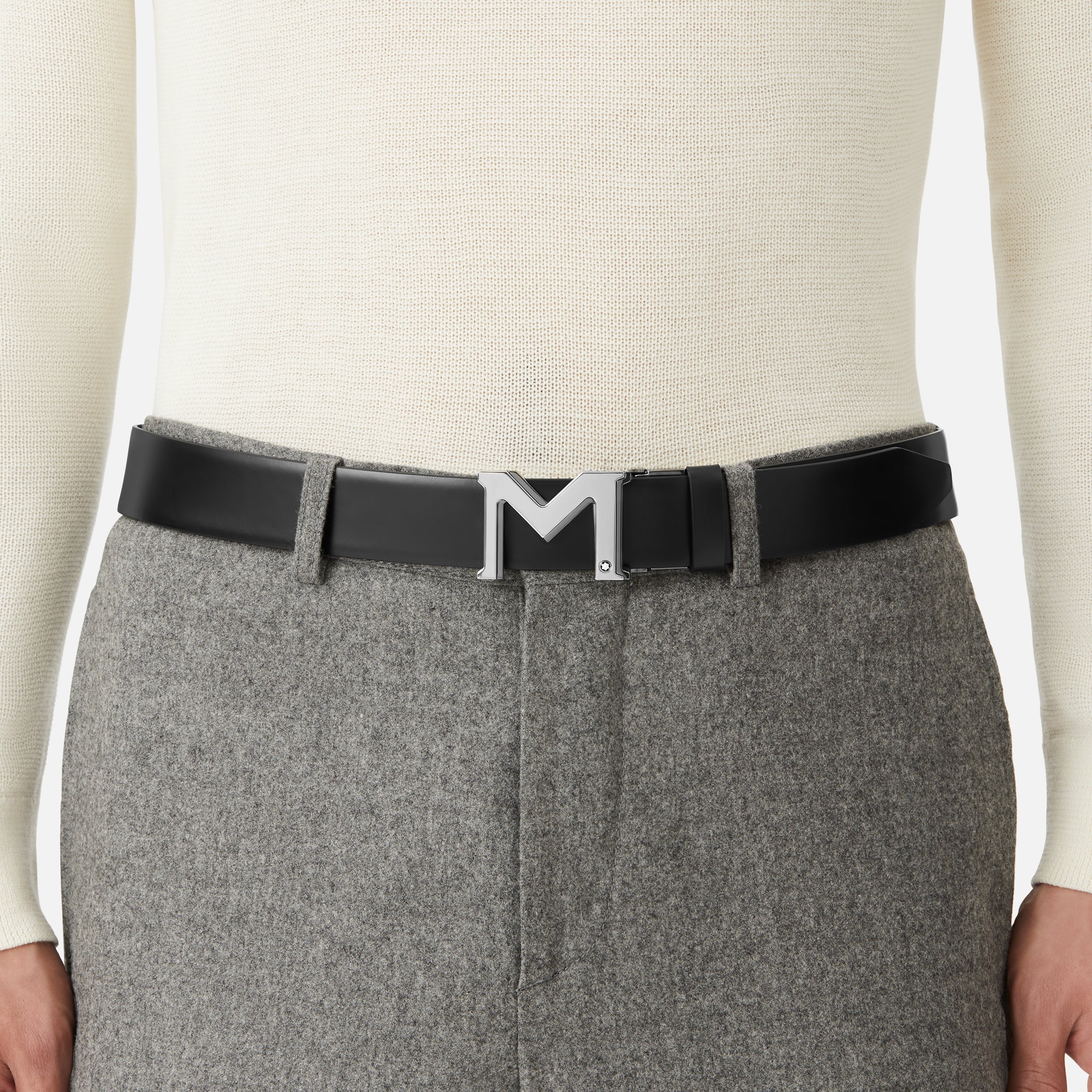 M buckle black/gray 35 mm reversible leather belt - 2