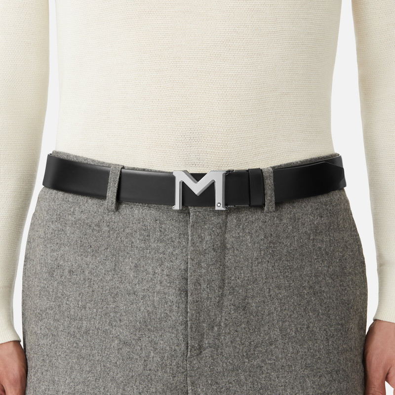 Montblanc M buckle black/gray 35 mm reversible leather belt outlook