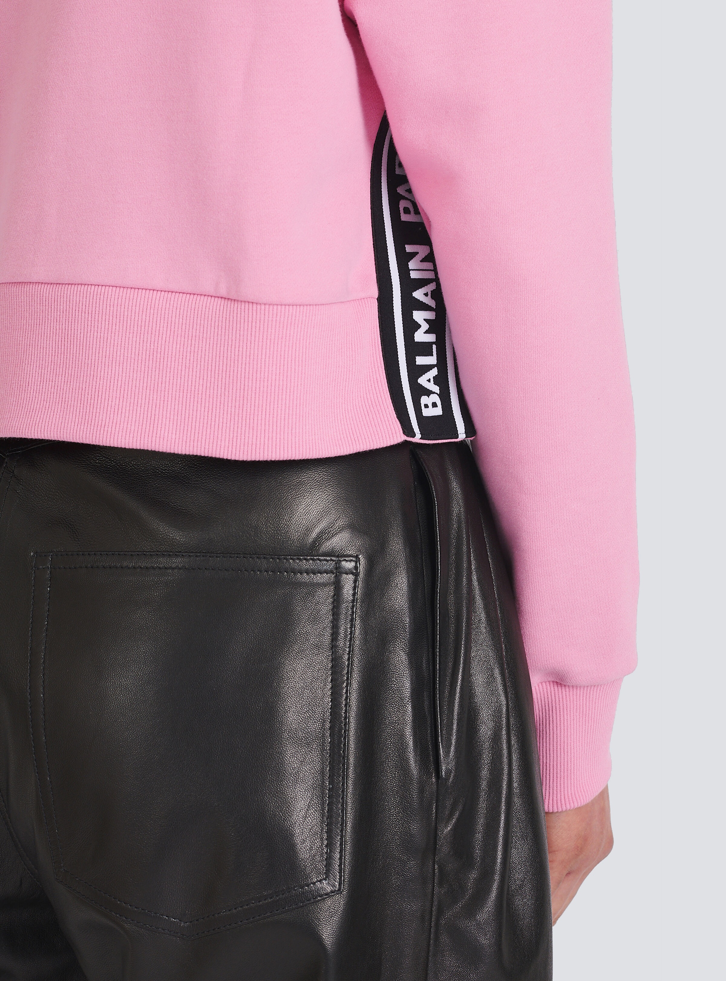 Eco-designed cotton sweatshirt with flocked Balmain logo - 9