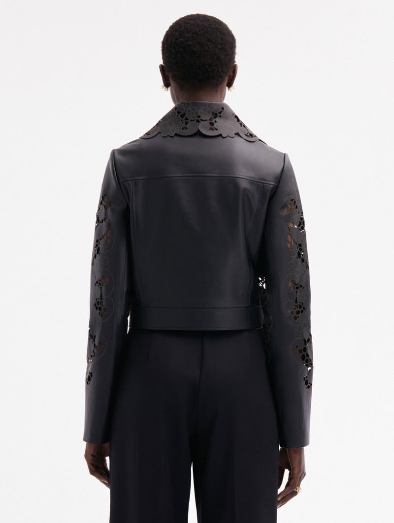 LASER CUT FLORAL LEATHER JACKET 3