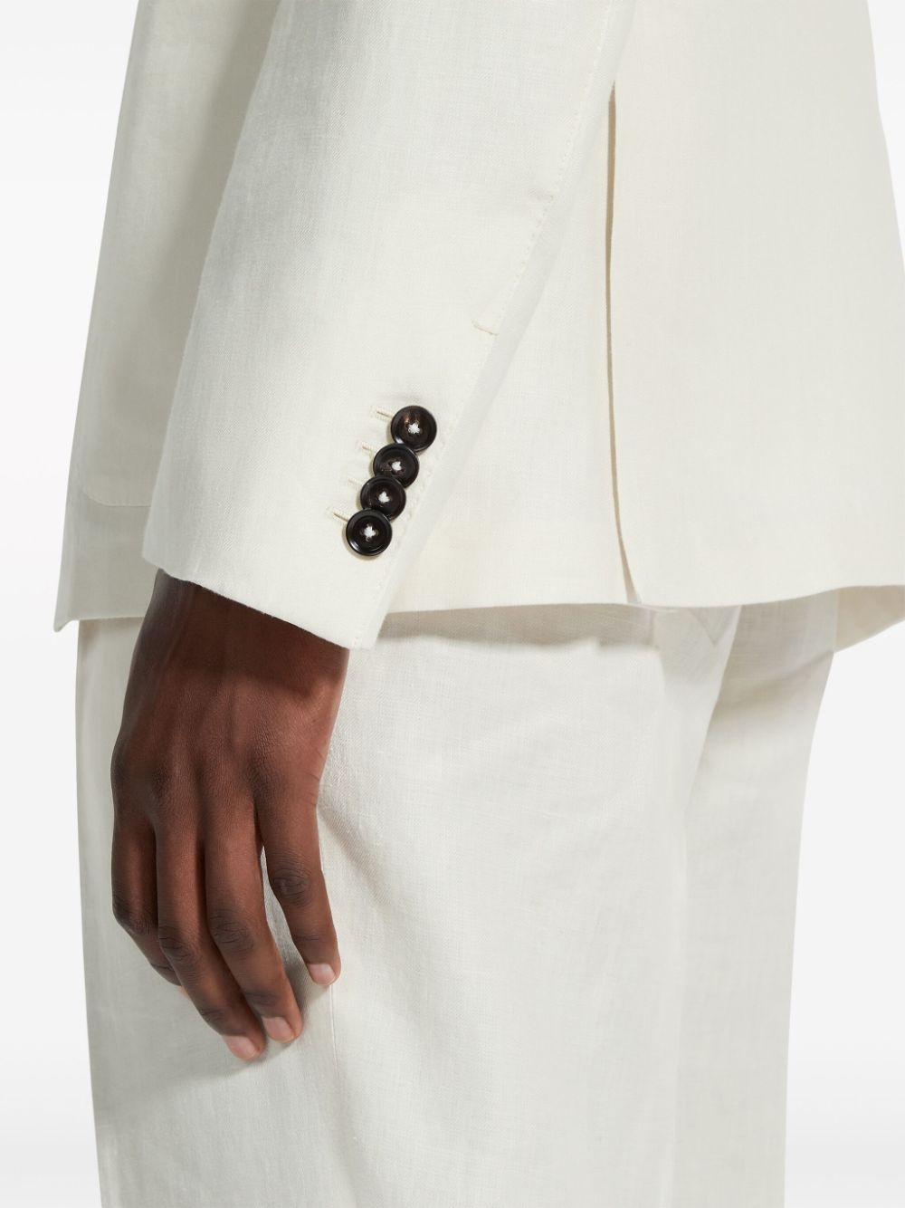 single-breasted linen blazer - 4