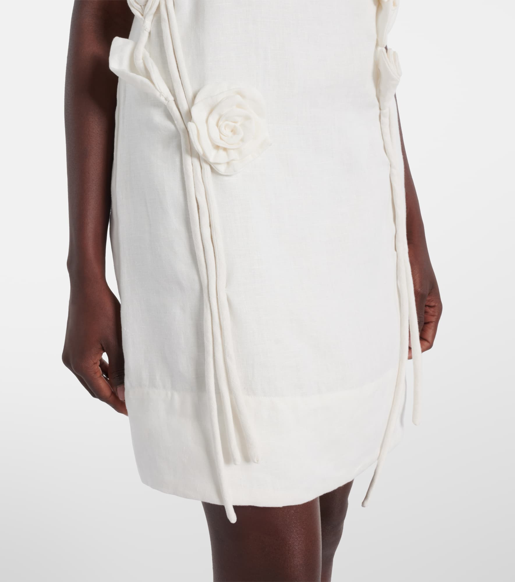 Floral-appliqué linen minidress - 5