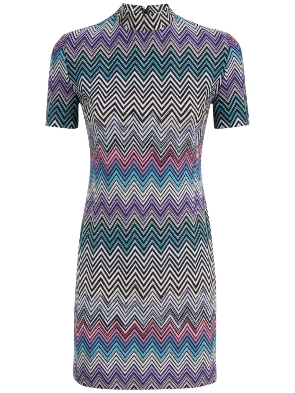 zigzag short-sleeve mini dress - 1