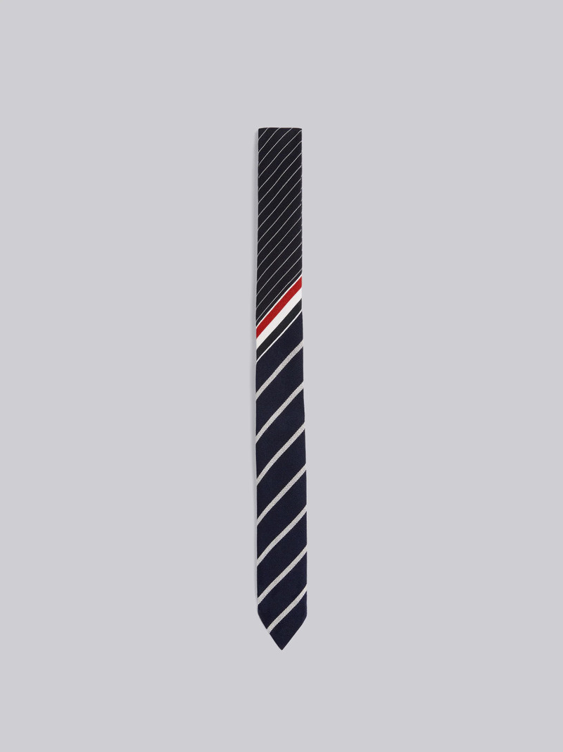 Navy Wool Funmix Pinstripe Uniform Twill Diagonal Stripe Classic Tie 1