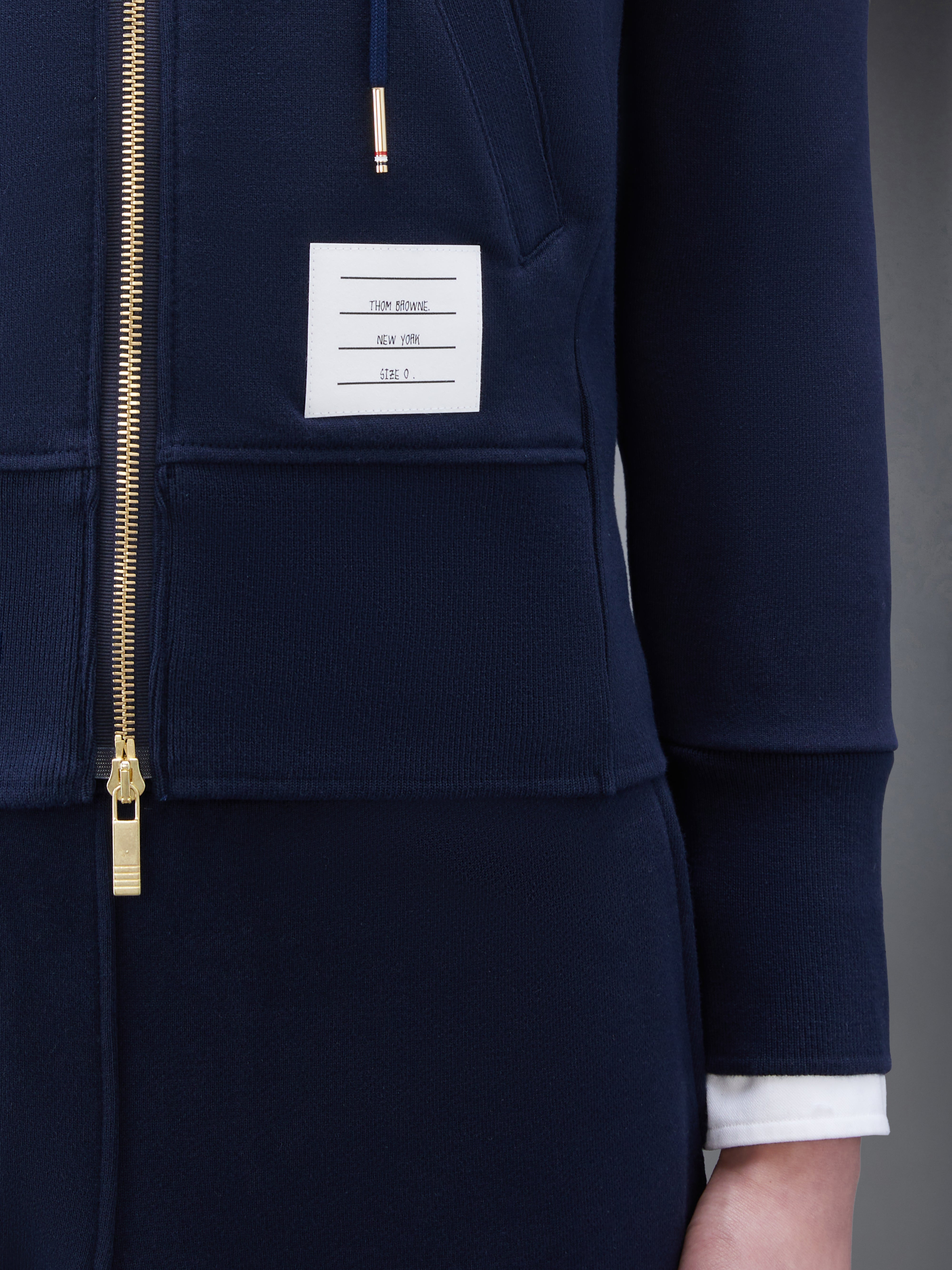Navy Loopback Jersey Knit Engineered 4-bar Zip-up Hoodie - 4