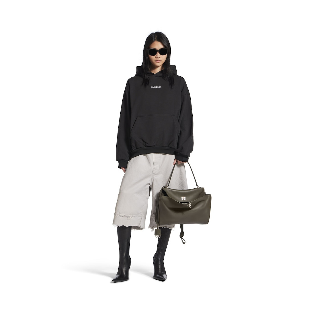 New Balenciaga Back Hoodie Medium Fit in Black - 2