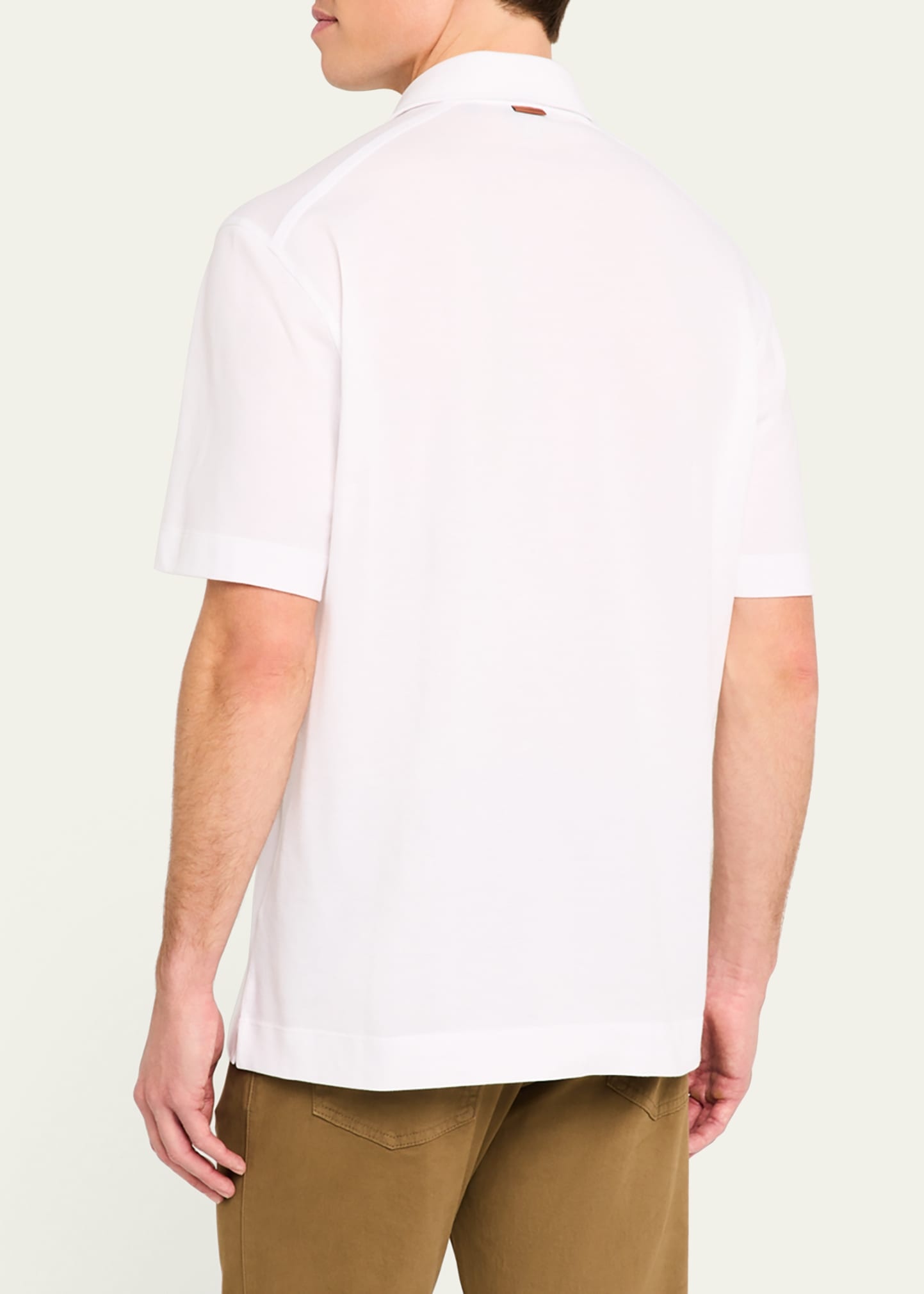 Men's Pique Polo Shirt with Leather-Trim Pocket - 3