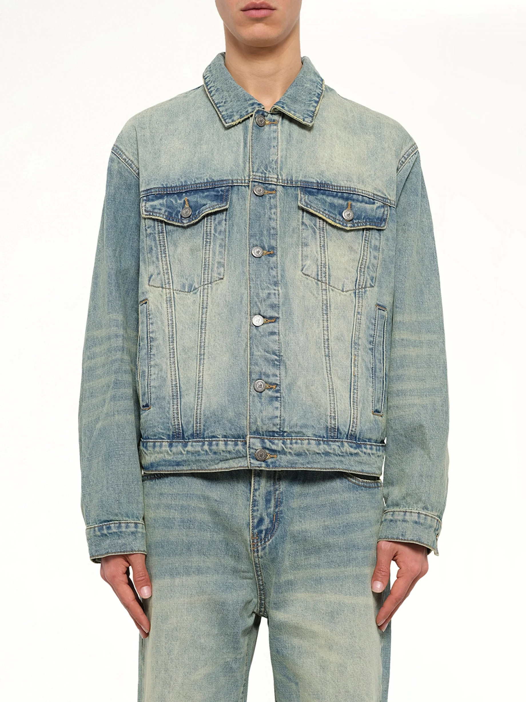 Light Wash Dove Denim Jacket in Light Mud Wash - 1