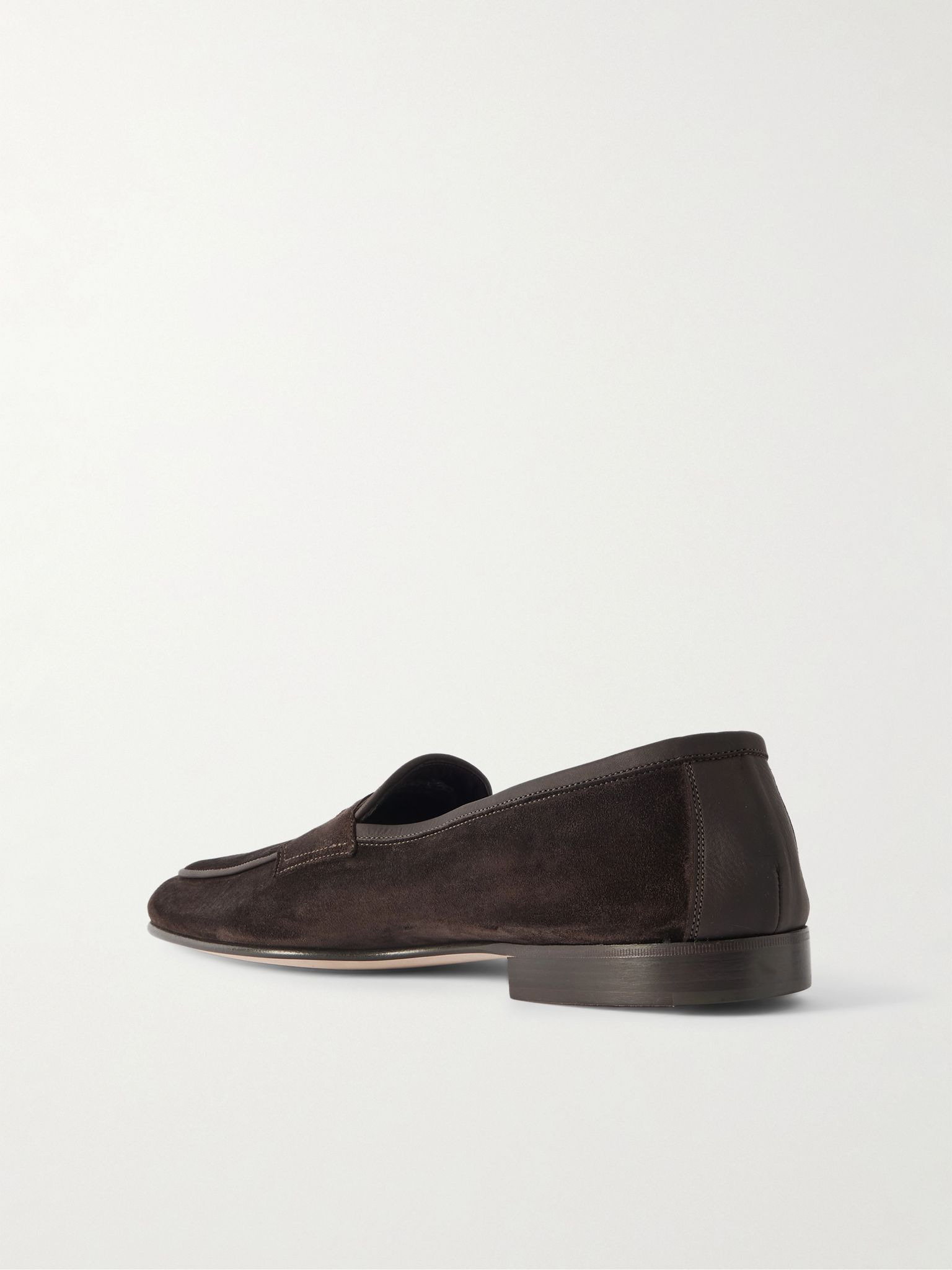 Polperro Leather-Trimmed Suede Penny Loafers Dark brown - 4