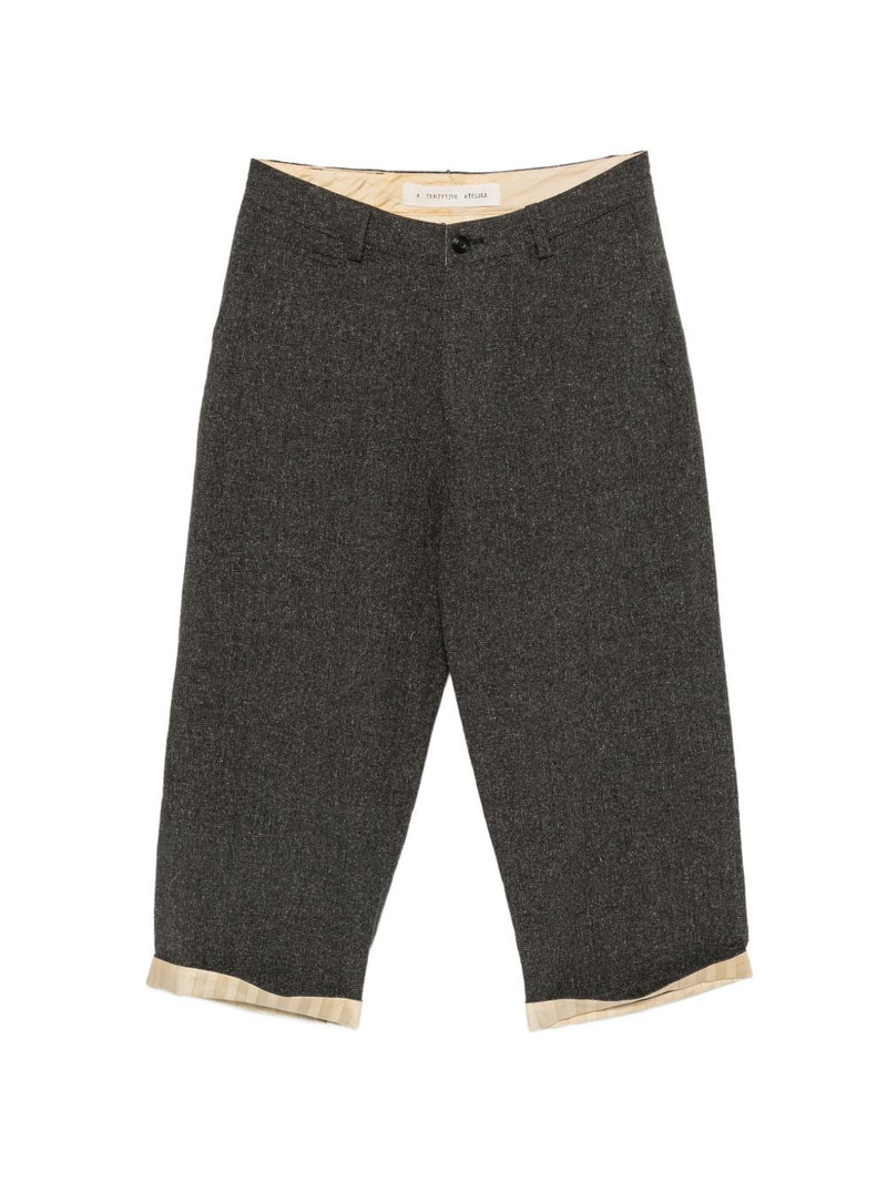 check-pattern buckle-detail trousers 1