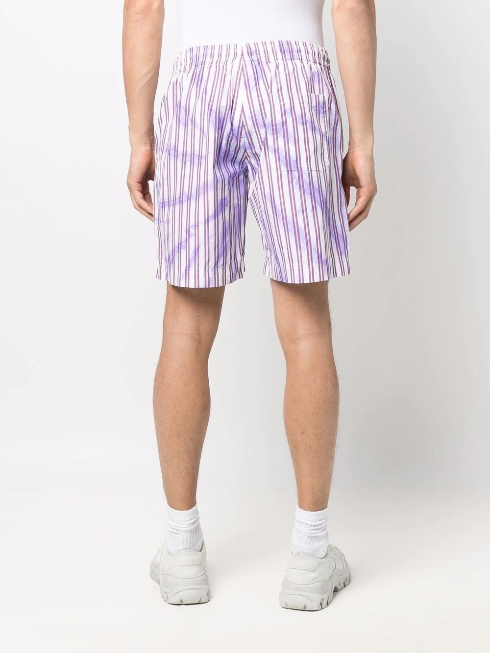 tie-dye print striped shorts - 4