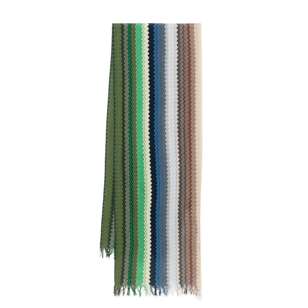 GREEN GRADIENT FRINGED RECTANGLE SCARF - 1