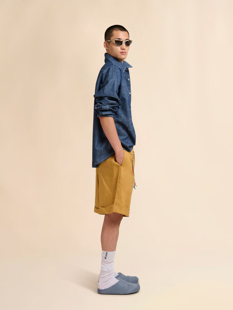 YELLOW RAMIE CARGO SHORTS WITH MARNI WAVE LOGO 5