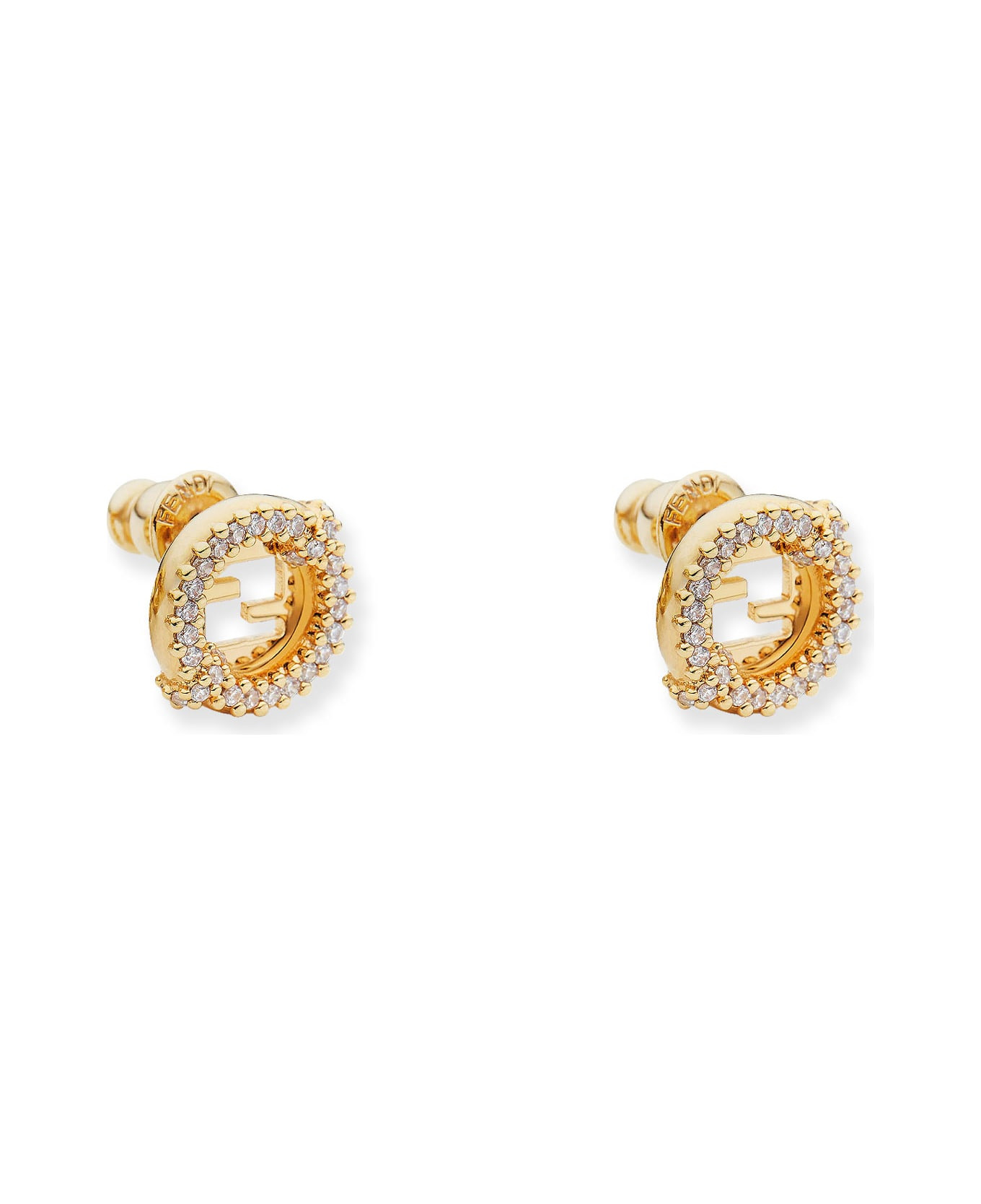Everround Metal Earrings With Rhinestones - 2