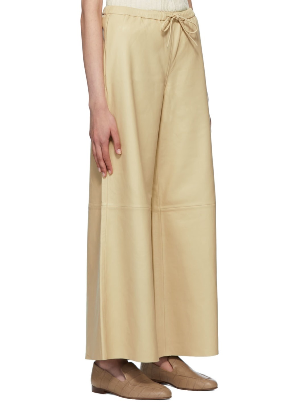 Beige Vigaia Leather Pants - 2