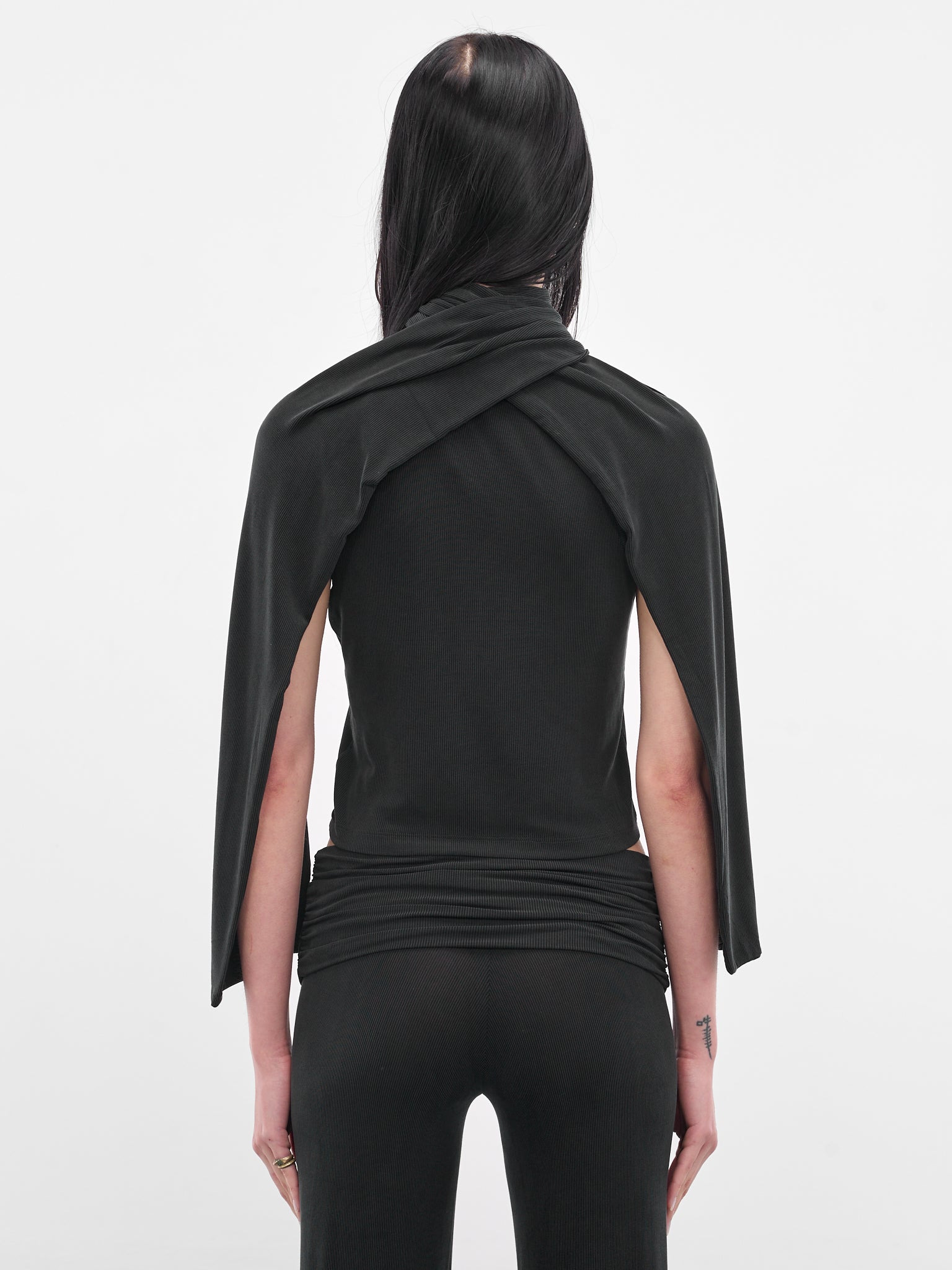Black Scarf Scoop Knit Tank - 3
