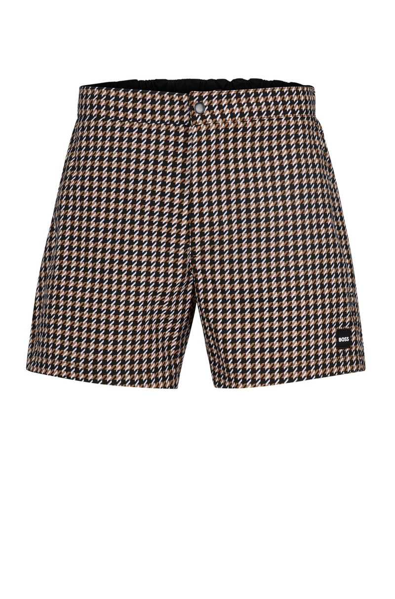 QUICK-DRYING SWIM SHORTS WITH HOUNSTOOTH PATTERN 1