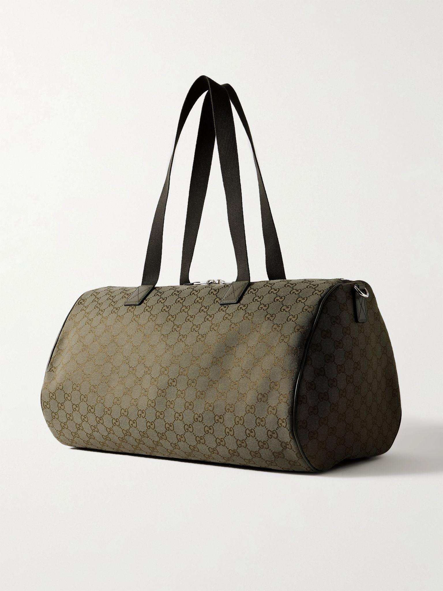 Neo Leather-Trimmed Monogrammed Canvas Duffle Bag Dark green - 3