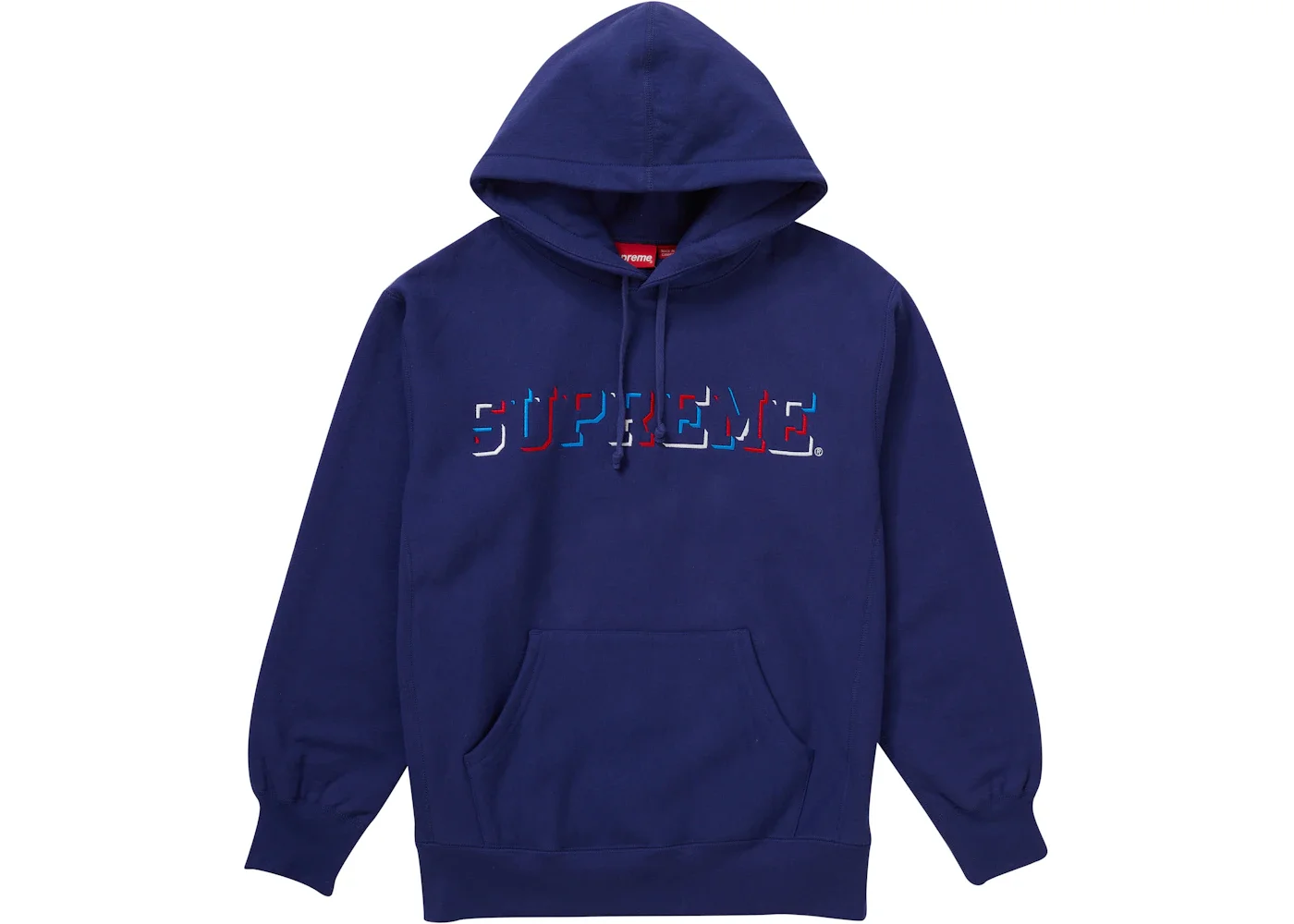 Supreme Drop Shadow Hooded Sweatshirt Washed Navy - 1
