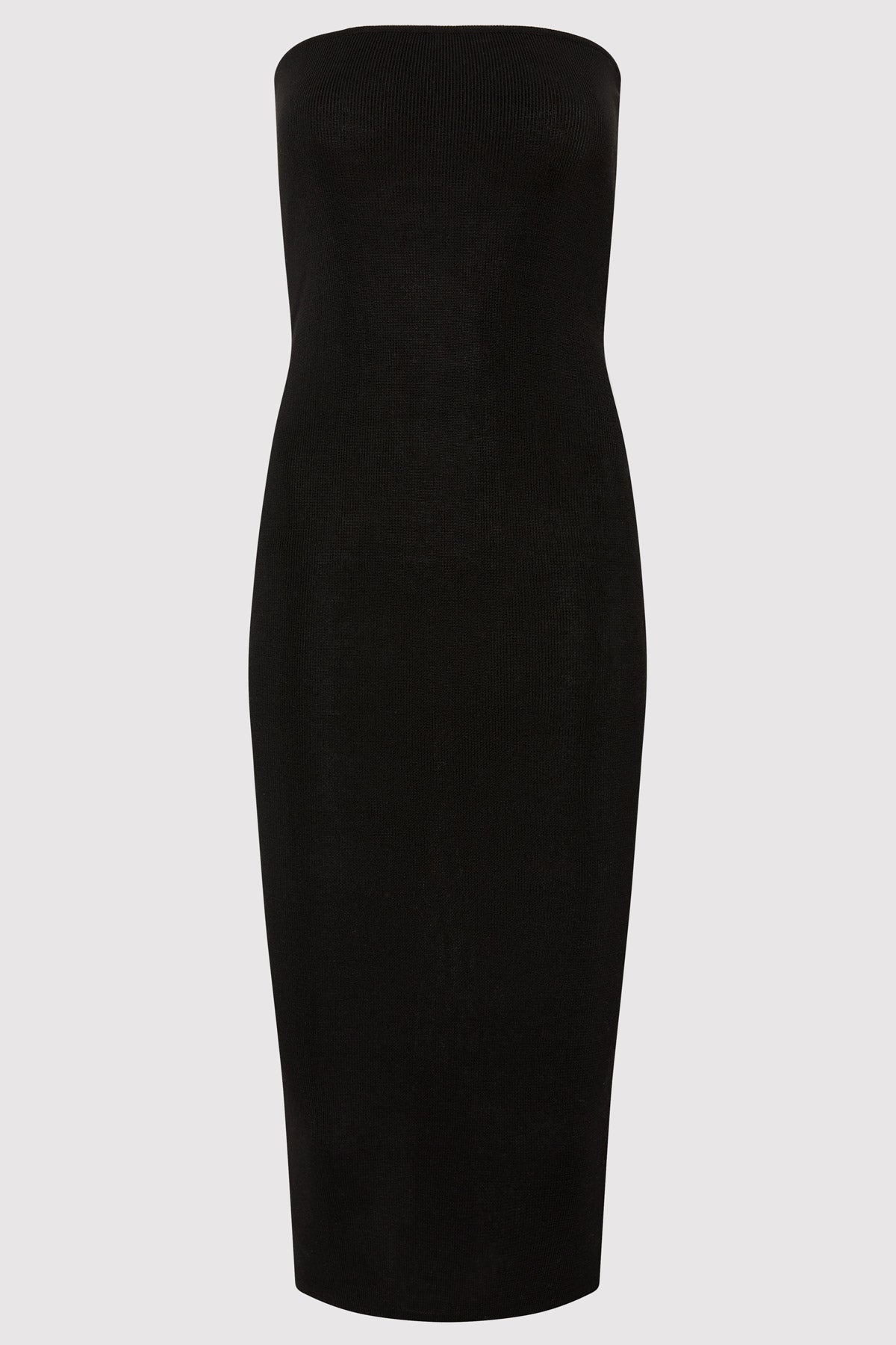 90s Strapless Knit Midi Dress - Black - 1