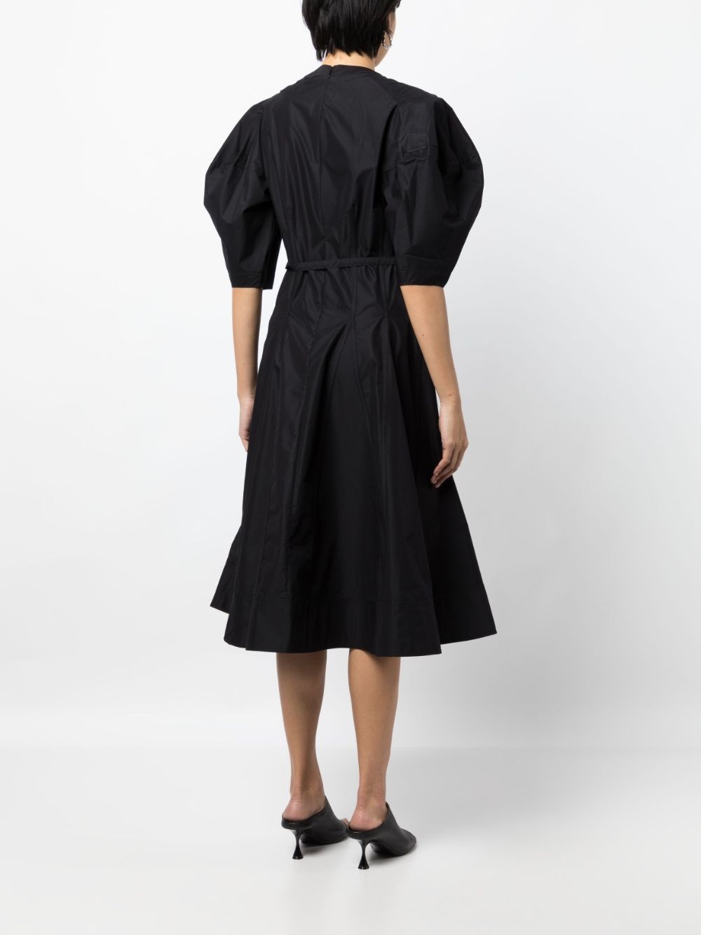 belted-waist mid-length dress - 4