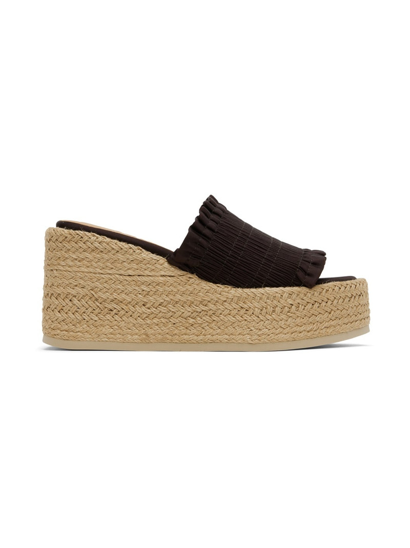 Brown Smock Espadrille Wedge Sandals 1