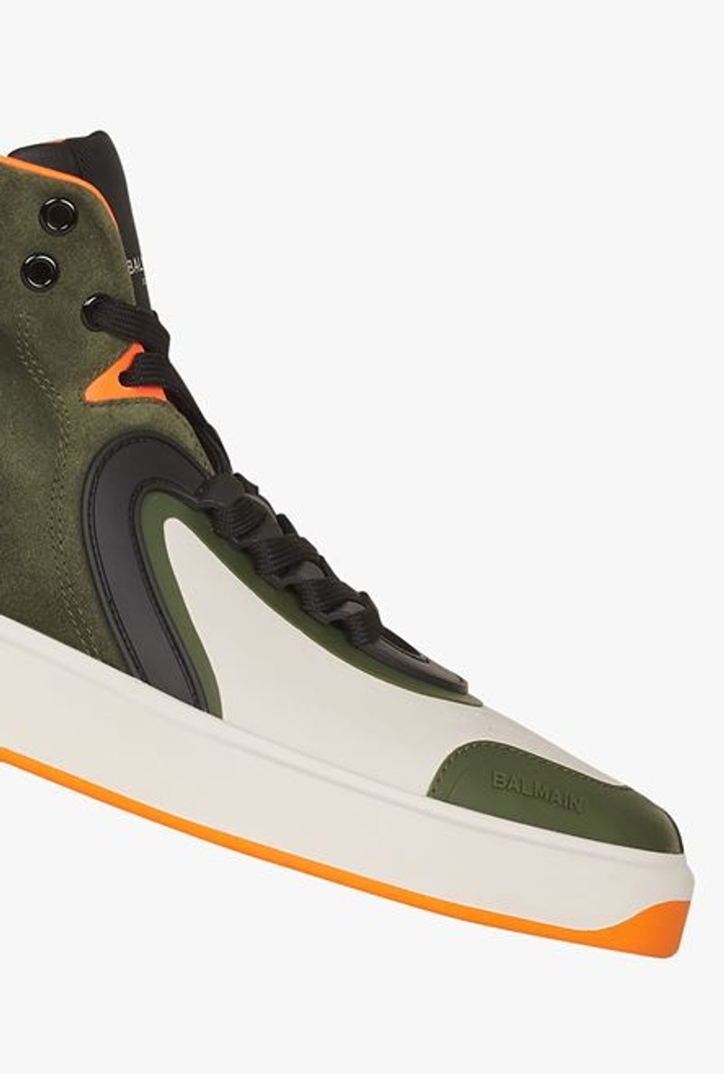 Khaki and white calfskin and suede B-Skate high-top sneakers 6
