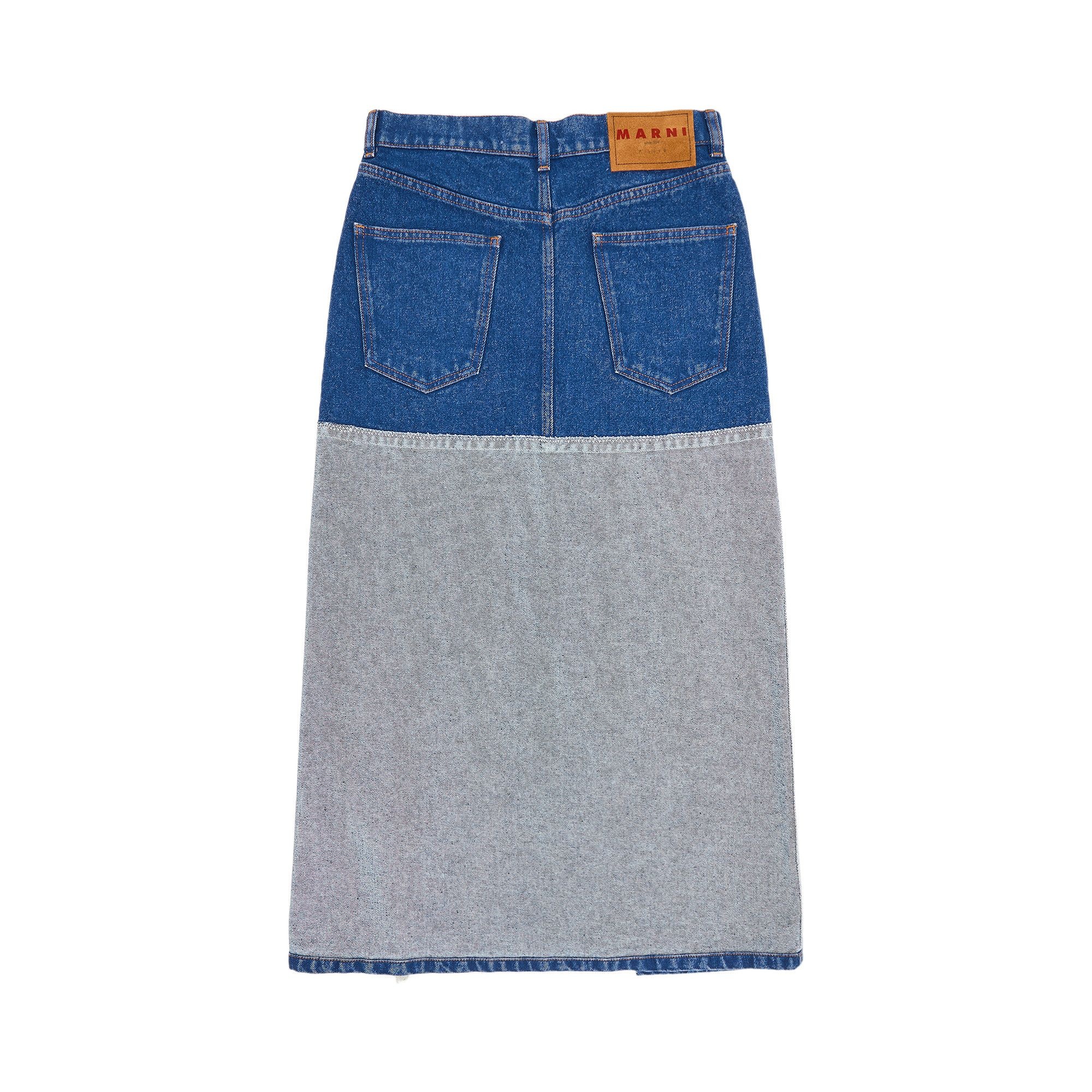 Marni Bleached Coated Denim Skirt 'Ocean' - 2
