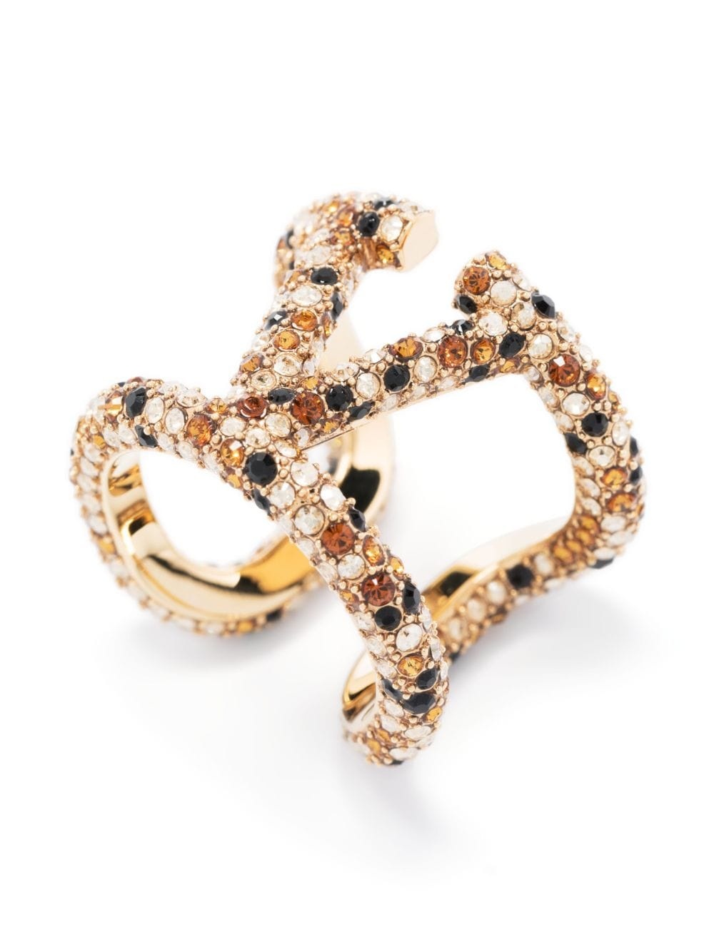 VLogo crystal-embellished ring - 3