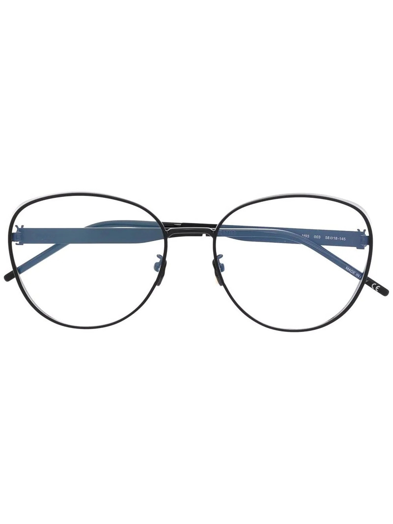polished-effect round-frame glasses 1