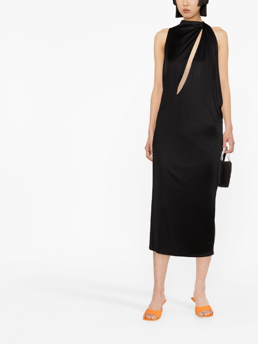 slashed halterneck midi dress - 2