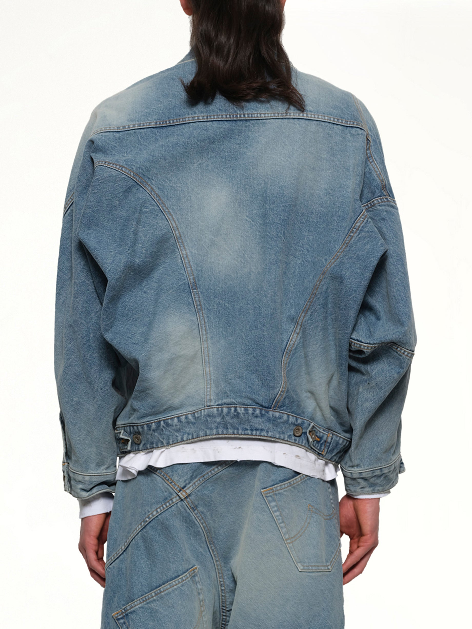 Distorted Cutting Denim Jacket in Indigo - 5