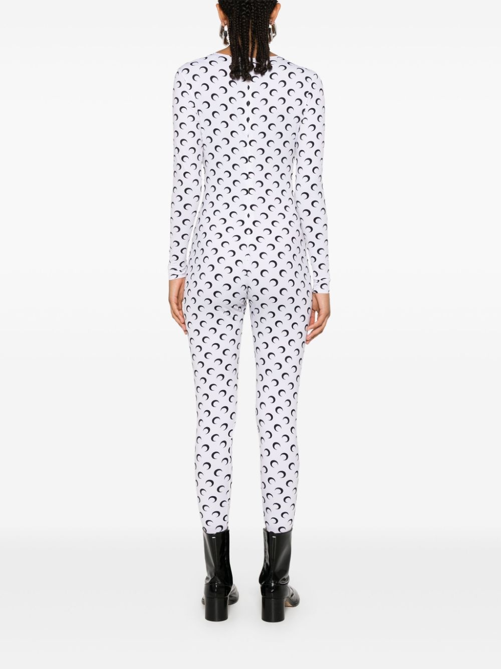 moon-print jersey catsuit - 4