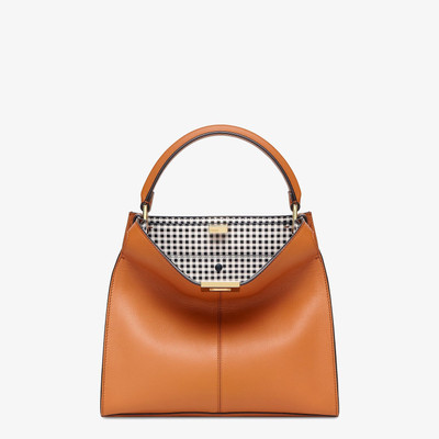 FENDI Brown leather and check bag outlook