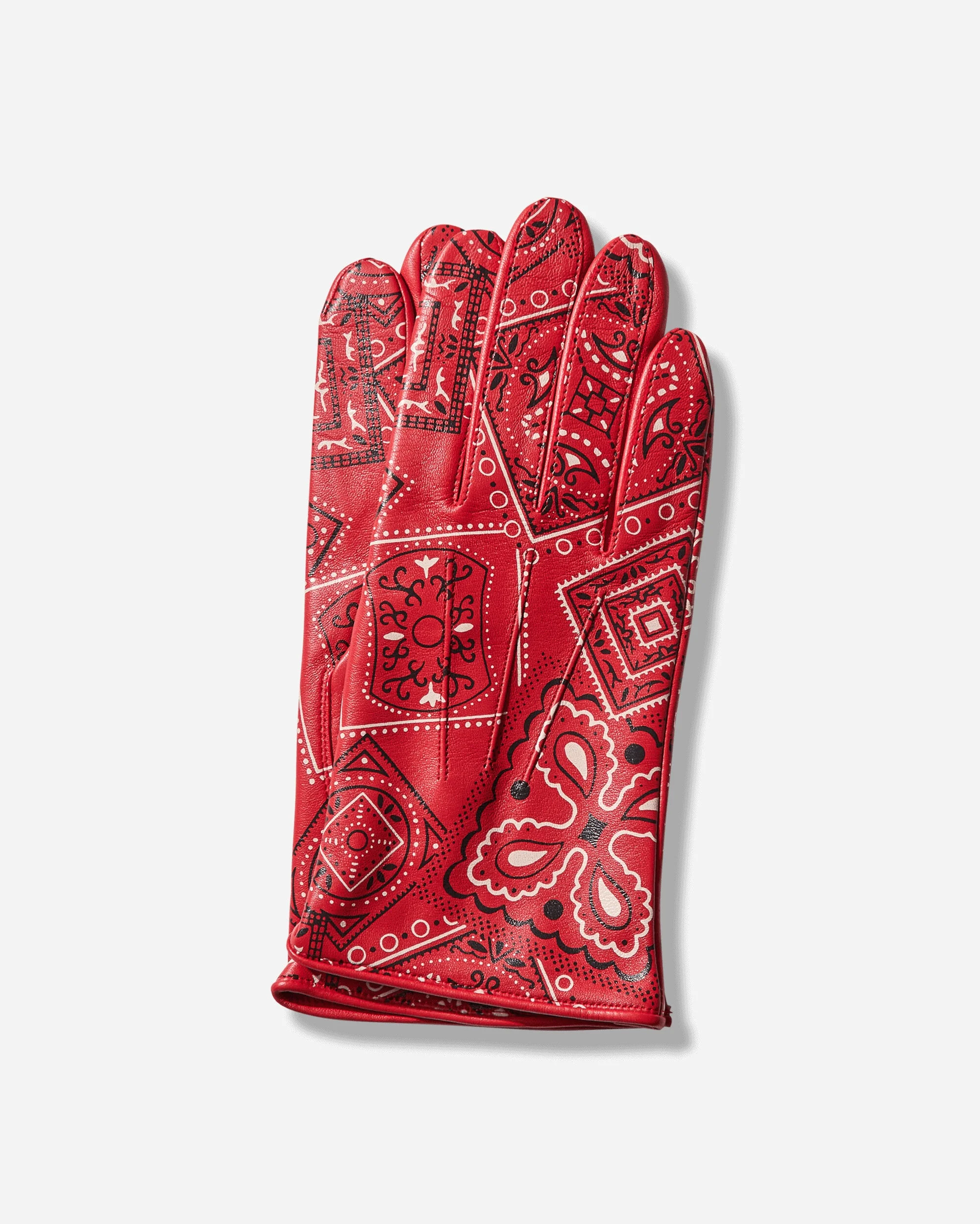 Leather Cookie Bandana Gloves Red - 1