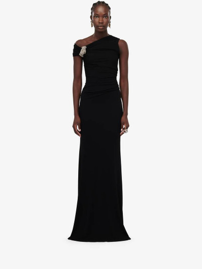 Alexander McQueen Women's Asymmetric Crystal Knot Evening Dress in Black outlook