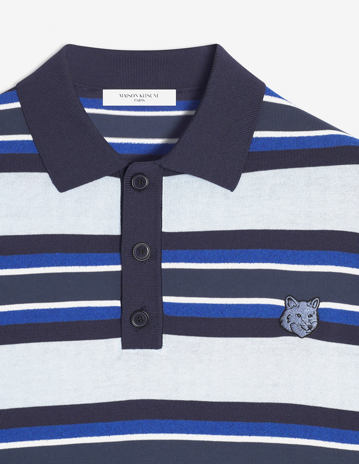BOLD FOX HEAD PATCH FINE GAUGE STRIPED POLO - 7