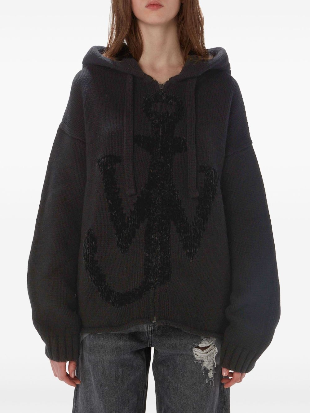 anchor-logo zip hoodie - 3