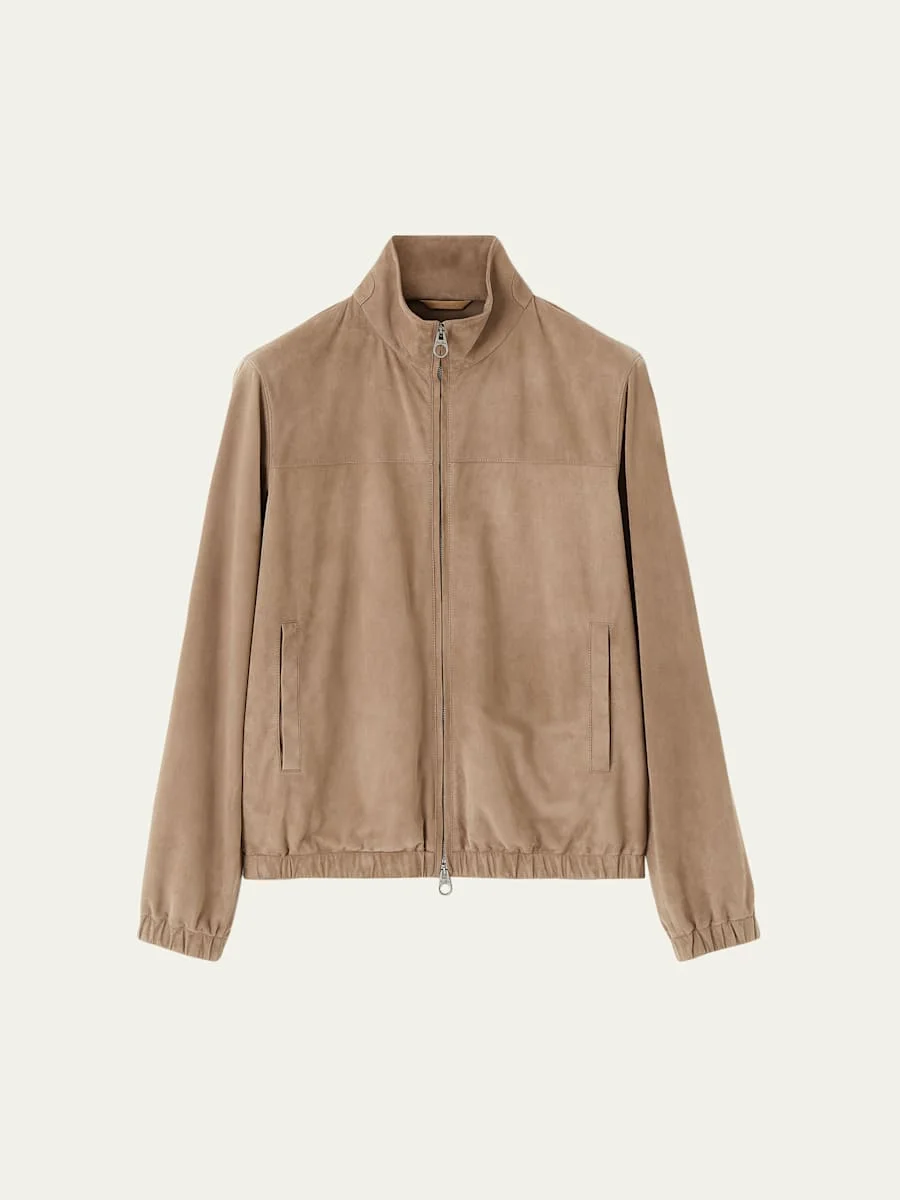 Men's Suede Bomber Jacket - 1