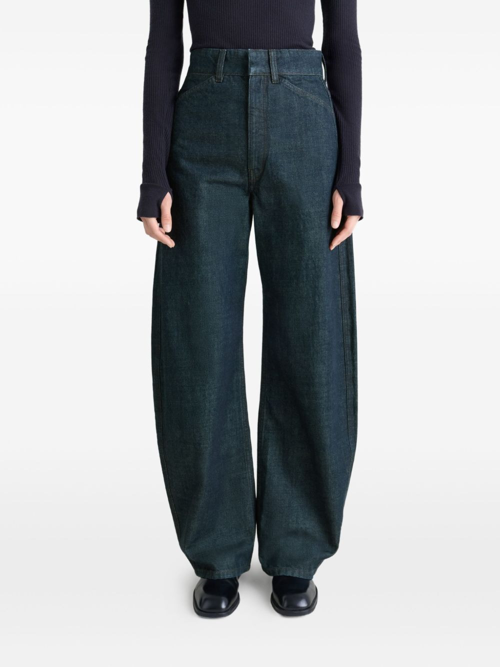 high-waisted curved jeans - 3