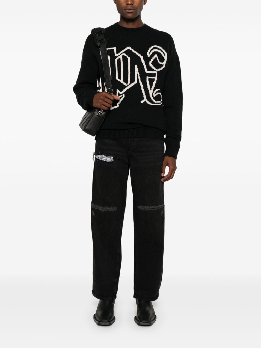 intarsia-knit logo jumper - 2