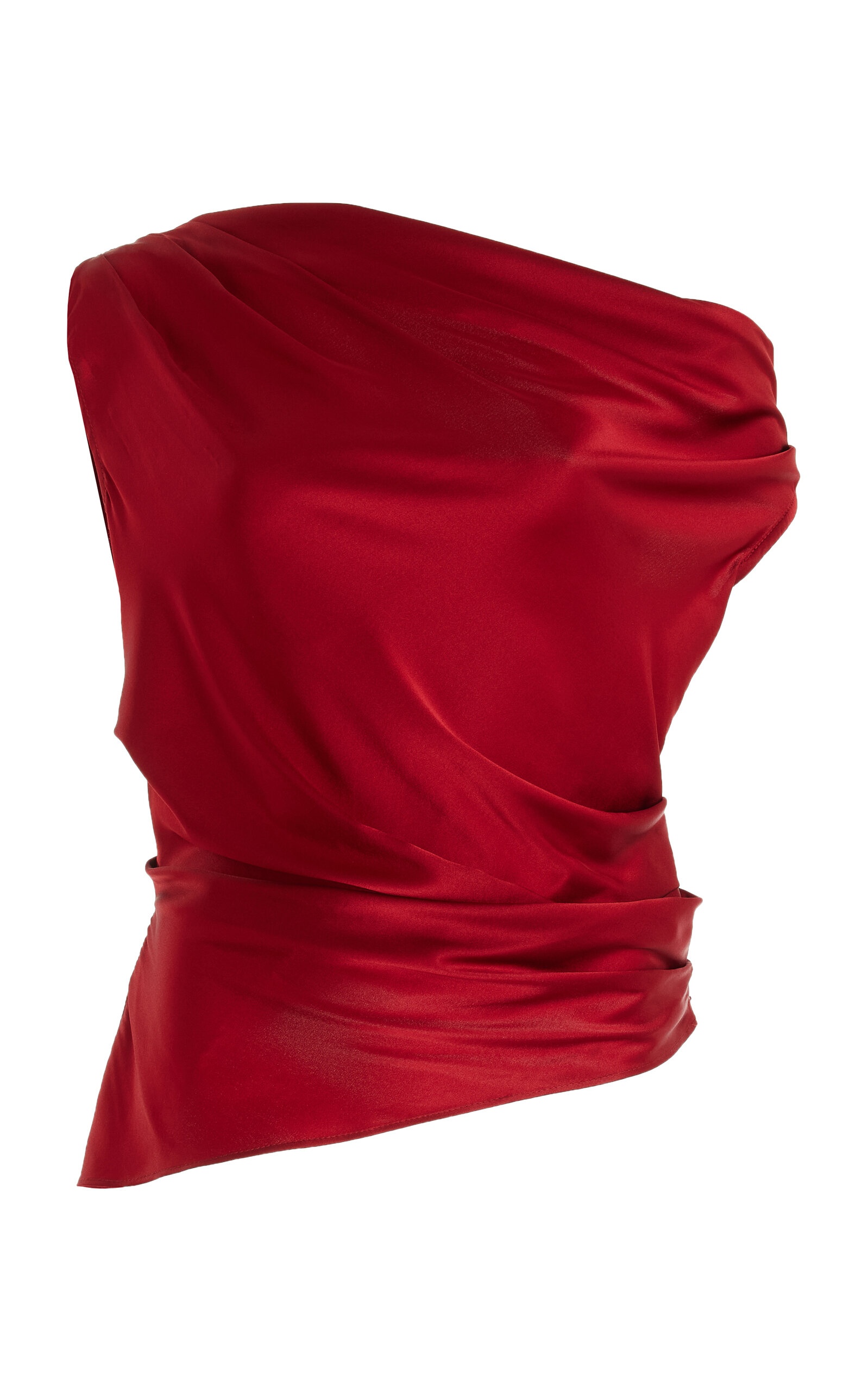 Phare Draped Stretch-Silk Top red - 1