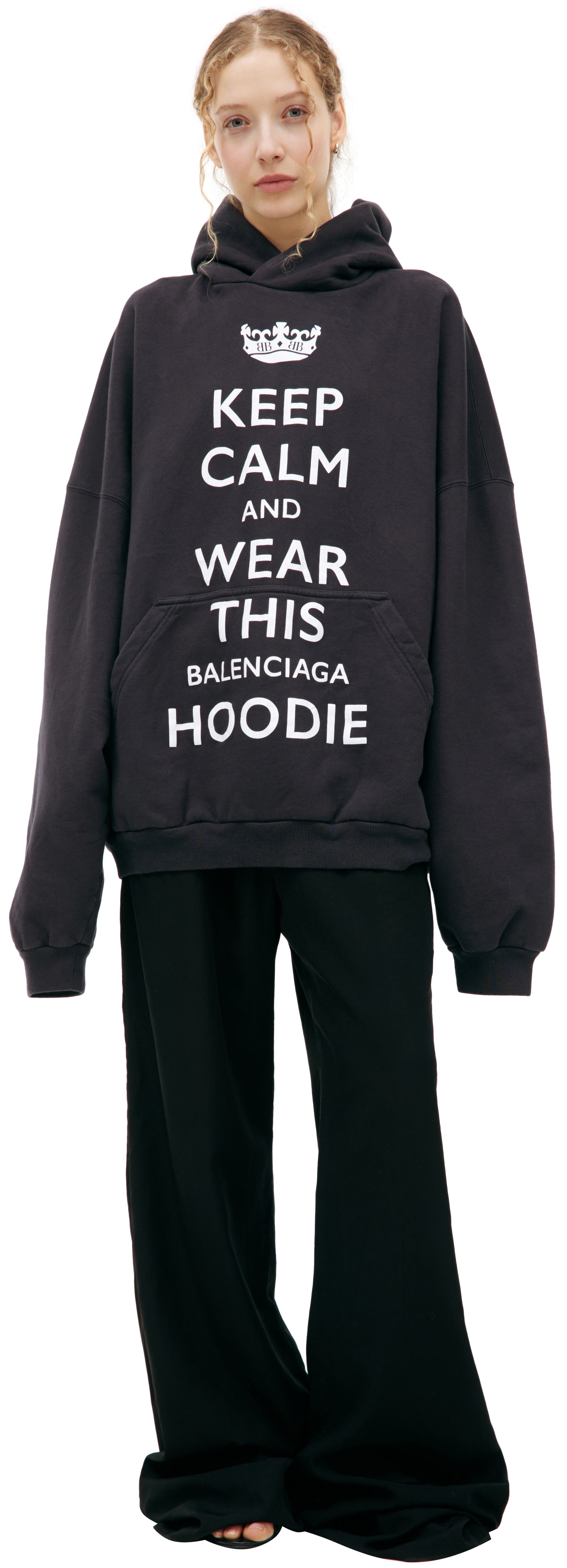 BLACK 'KEEP CALM' HOODIE - 1