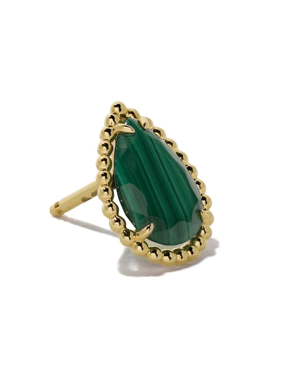 18kt yellow gold Serpent Bohème  malachite S motif teardrop stud earrings - 3