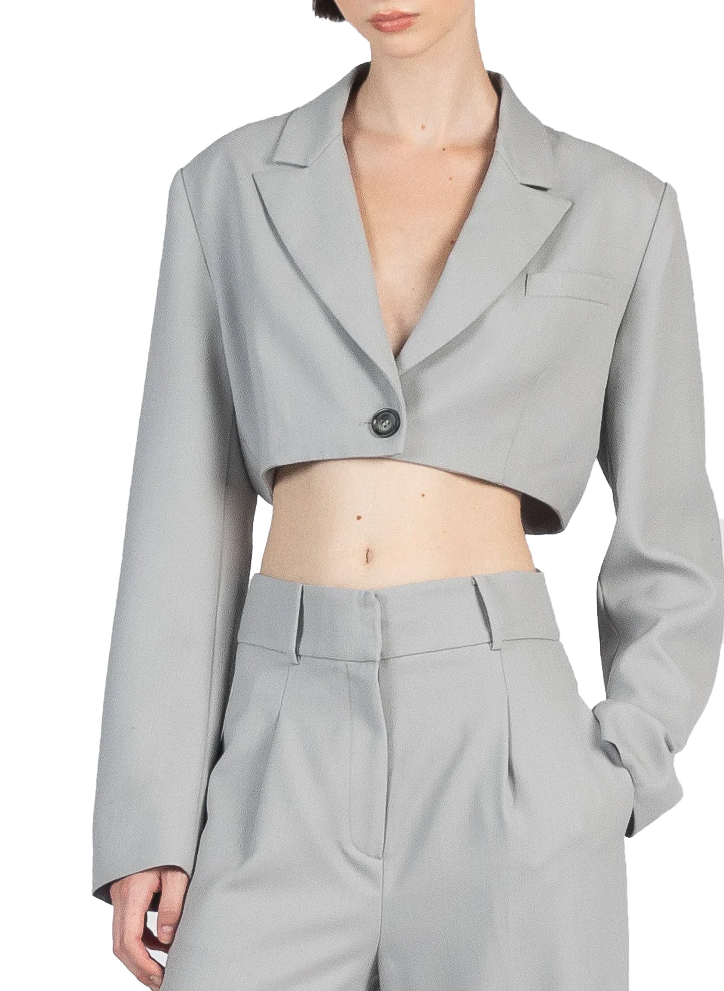 Cropped Tailored Jacket Grey - 2